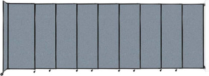 Wall-Mounted Sliding StraightWall Room Divider | Adjustable Widths | Locking Wheels | Room Separator | Up to 19'9" Wide x 6'10" Tall Powder Blue Fabric Panels