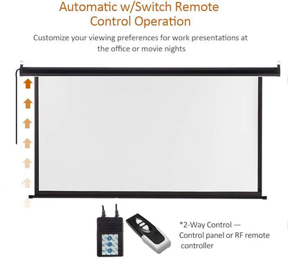 Auto Motorized Projector Screen with Remote Control, 120 inch, 4:3 Aspect Ratio, Wall/Ceiling Mounted Electric Movie Screen Wrinkle-Free, Great for Home Office Theater TV, Black Frame