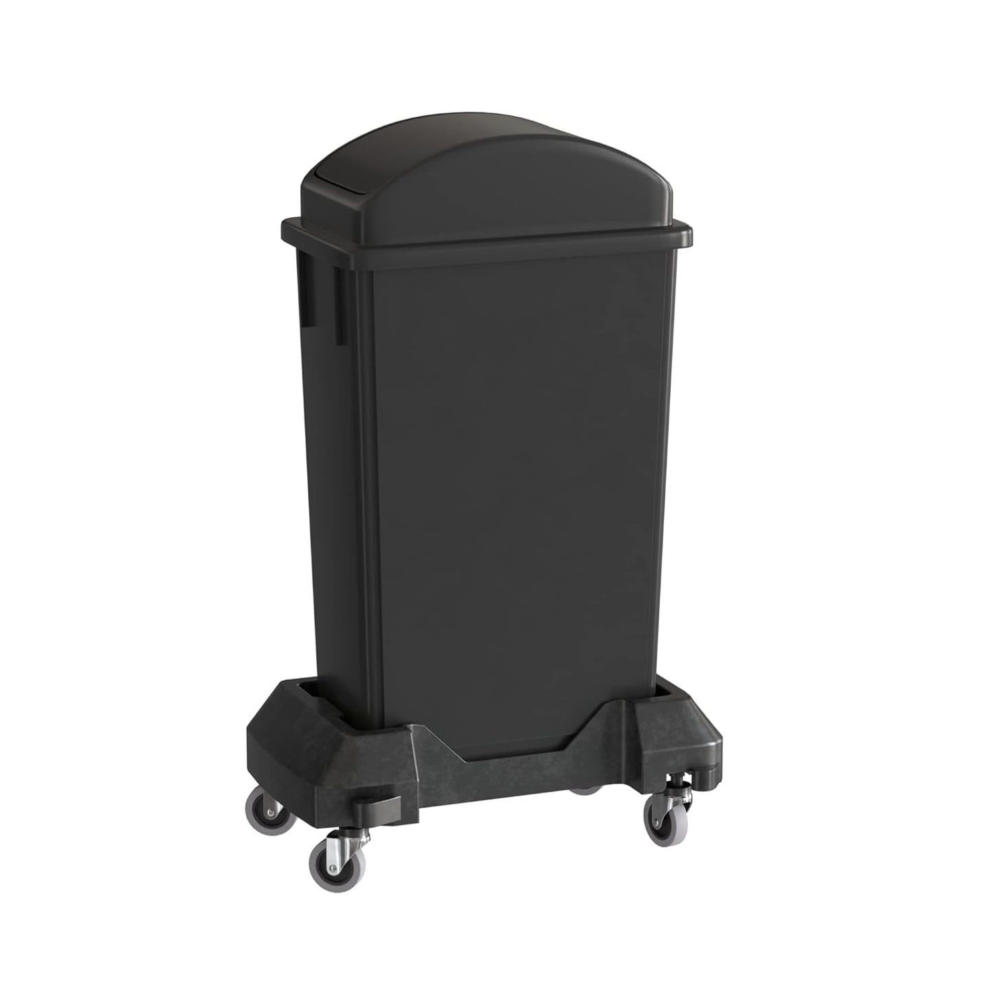 23 Gallon Black Slim Jim Trash Can with Swing Top Lid and Dolly