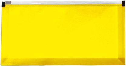 JAM PAPER Plastic Envelopes with Zip Closure - #10 Booklet Wallet - 4 1/8 x 9 1/2 - Yellow - 12/Pack