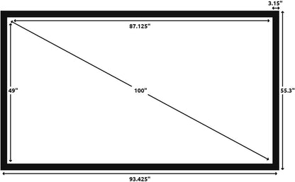 Silver Ticket Products STR Series 6 Piece Home Theater Fixed Frame 4K / 8K Ultra HD, HDTV, HDR & Active 3D Movie Projection Screen, 16:9 Format, 100" Diagonal, Woven Acoustic Material STR-169100-WAB