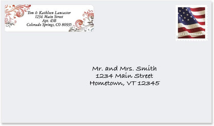 Colorful Images Colorful Gray Swirls Rolled Personalized Return Address Mailing Labels with Dispenser, Customize with Name & Shipping Address, 250 ¾” x 2½” Self Adhesive, Easy Peel Label Roll