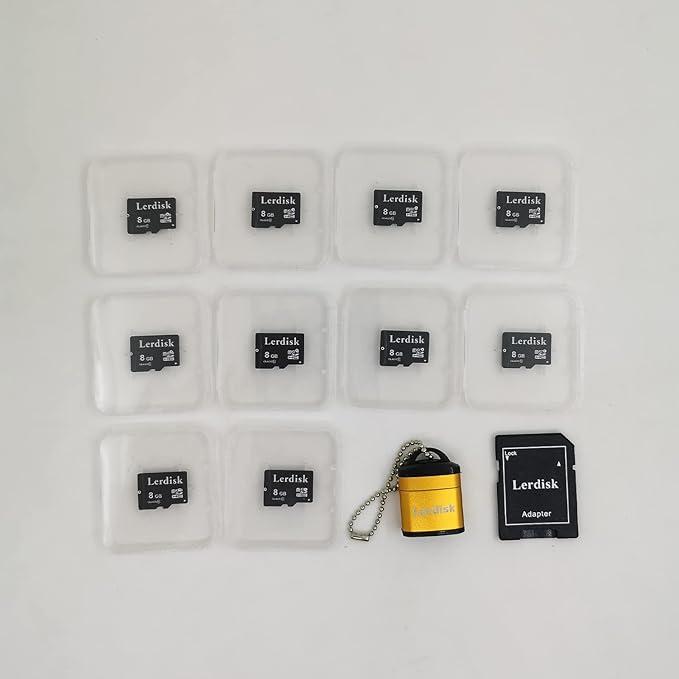 Factory Wholesale Micro SD Card 8GB U1 Pack of 10 in Bulk MicroSD with SD Adapter Produced by Authorized Licencee(8GB)