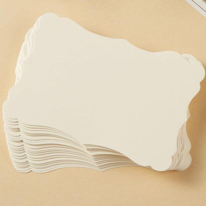 50 Pack Blank Kraft Cards Cardstock Thick Paper Brown Greeting Cards for DIY Gift Card Menus, Baby Shower and Wedding Invitations (Cream, 4x6IN)