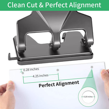 Heavy Duty 3 Hole Punch, 40-Sheet Heavy Duty Paper Punch, 50% Reduced Effort 3-Hole Punch, AFMAT Metal Hole Puncher 3 Ring, Three-Hole Paper Puncher w/Large Chip Tray for Classroom, Office, Silver