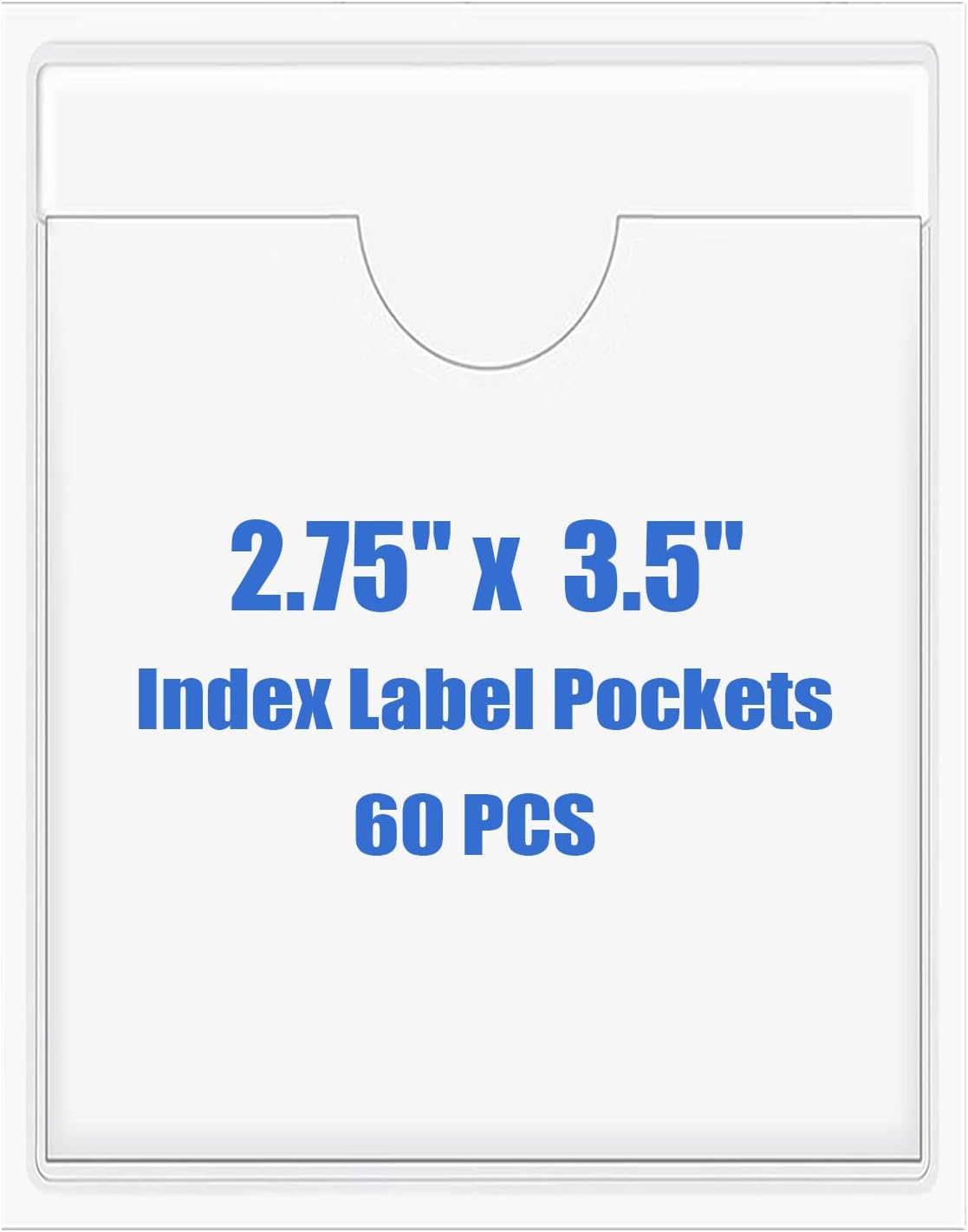 Origin-Joy 60 PCS Self Adhesive Index Card Pockets with Top Open, Clear Plastic Label Holder for Cards of Note, Library and Business, Adhesive Label Pockets & Card Holder (2.75 x 3.5 inch)