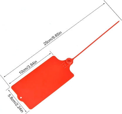 100 Plastic Tags Shipping Tags Water Proof Tags for Labeling Shipping Labels Security Seals Writable Marker Ties Hanging Tags Storage Tag with One Marker Pen (Red)