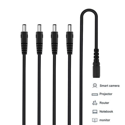 CCTV Power Cable Splitter 5 Pack 1 Female to 4 Male Plug 12V DC Power Adapter Splitter Cable for Security Parking Camera Car Monitor (5.5mm X 2.1mm)