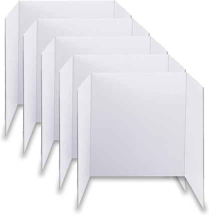 LonlyEagle Trifold Poster Board, 24" x 16", 5-Pack, White Corrugated Project Boards for Science Fairs, School Projects, Event Displays, and Business Presentations