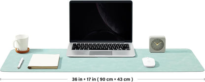 Distressed Leather Desk Mat - Non-Slip PU Desk Pad for Office and Home - Desk Organization and Accessories - Ideal for Large Mouse Pad and Desk Mats on Top of Desks(Mint Green,36"x 17")