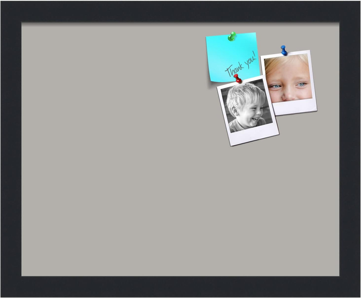 PinPix 15x12 Inch Cork Bulletin Board. This Decorative Framed Pin Board Comes with Dark Stone Design and a Satin Black Frame. Ideal for Home Office Decor or Message Board (PinPix-1808)