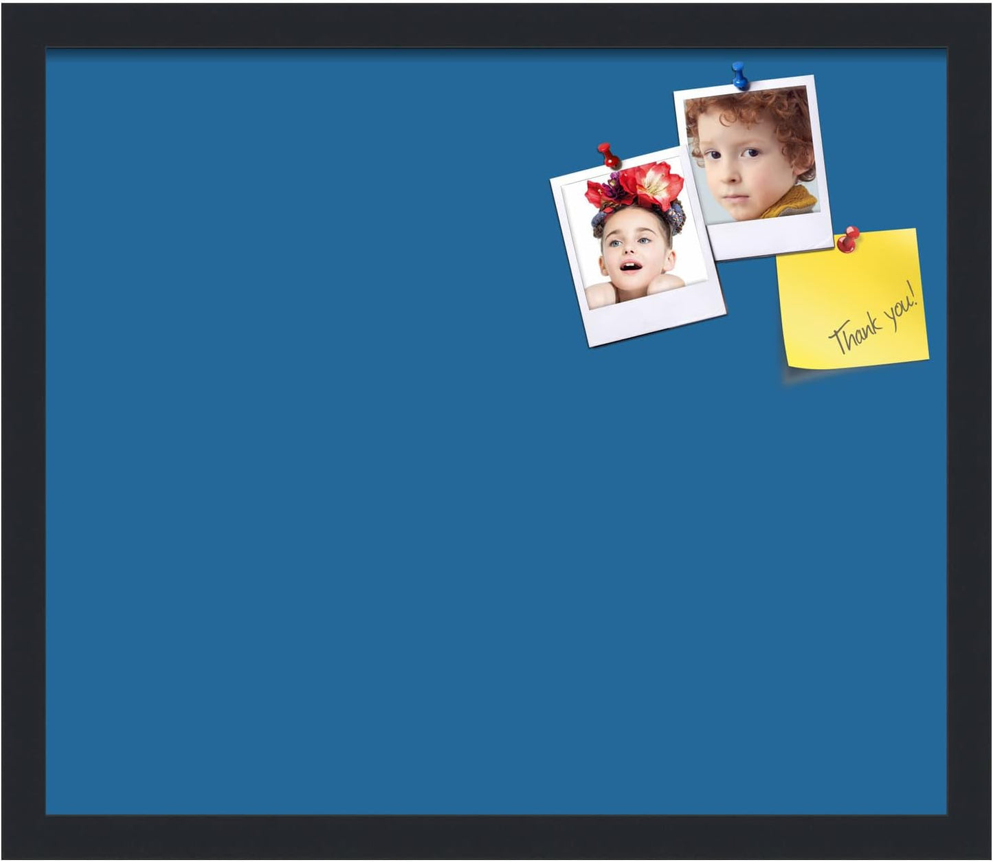 PinPix 20x17 Inch Cork Bulletin Board. This Decorative Framed Pin Board Comes with Navy Pastel Design and a Satin Black Frame. Ideal for Home Office Decor or Message Board (PinPix-1811)