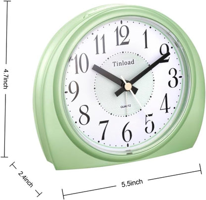 5.5" Large Analog Alarm Clock Silent Non Ticking, Gentle Wake, Beep Sounds, Increasing Volume, Battery Operated Snooze and Manual Light, Easy Set