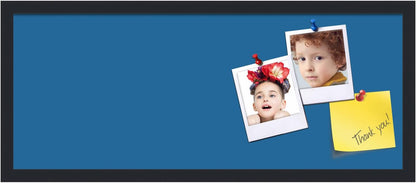 PinPix 30x12 Inch Cork Bulletin Board. This Decorative Framed Pin Board Comes with Navy Pastel Design and a Satin Black Frame. Ideal for Home Office Decor or Message Board (PinPix-1811)