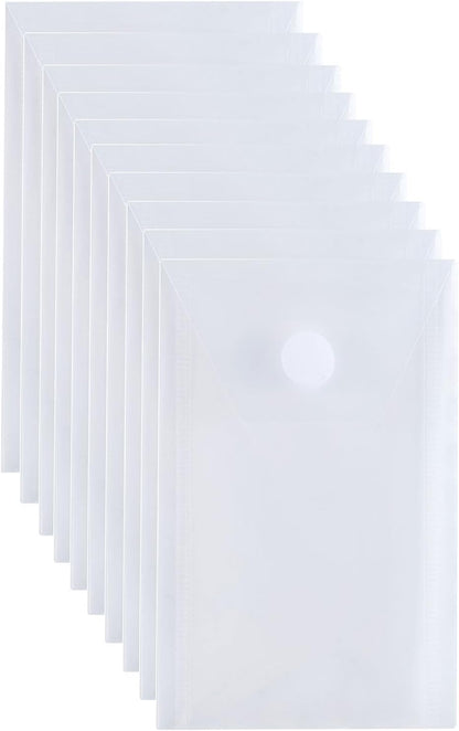 3’’ x 5’’ Vertical Plastic Envelopes Hook Loop Closure Coupon Receipt Sticker Holder 10 Pack