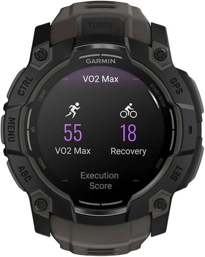 Garmin Instinct® 3 50mm, AMOLED Display, Rugged Outdoor GPS Smartwatch, Metal-Reinforced Bezel, Built-in Flashlight, Up to 18 Days of Battery Life, Charcoal
