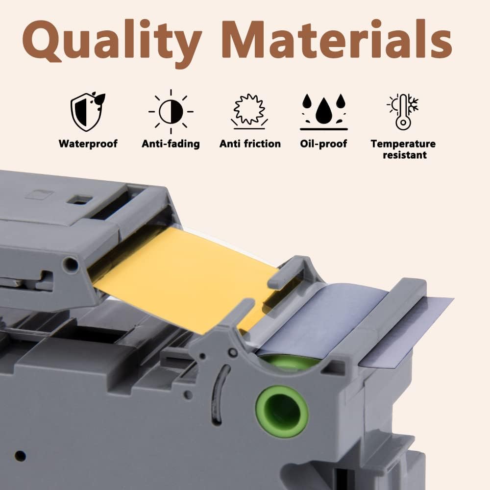 Hehua Tze 24mm 0.94 Inch Laminated Black Tape Compatible for Brother P-Touch TZe-354 TZe354 TZ-354 TZ354 Label for Ptouch PT D600 D610 P710bt, 1'' x 26.2ft Gold on Black, 3 Pack