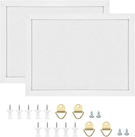 TORASO Cork Board Bulletin Board, Cork Boards for Walls with Pins, Eye Bolts, gaskets, Screws, Pin Board for Office, School and Home (White, 11“x14.5” - 2p)