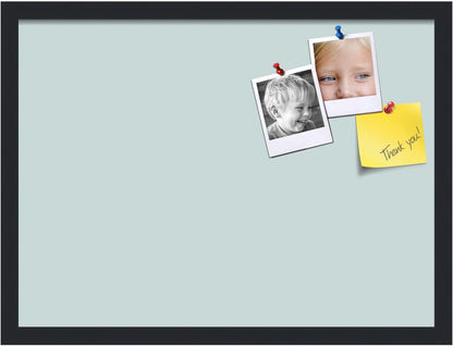 PinPix 23x17 Inch Cork Bulletin Board. This Decorative Framed Pin Board Comes with Soft Blue Design and a Satin Black Frame. Ideal for Home Office Decor or Message Board (PinPix-1814)