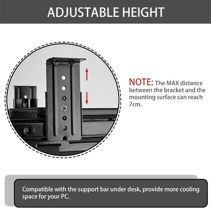 Under Desk Slide Out PC Mount with Anti-Scratch Sponge, Adjustable CPU Holder Bracket for Computer Tower (Black (Slide Access))