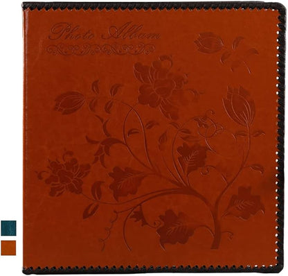 Photo Album Self Adhesive Pages, Large Self-Stick Page Picture Album Leather Vintage Inspired Cover, Hand Made DIY Albums Holds 3X5, 4X6, 5X7, 6X8, 8X10 Photos (11.6"x10.8" 40pgs, RedBrown)