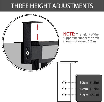 Under Desk PC Mount with Anti Scratch Sponge, Adjustable CPU Holder Bracket for Computer Tower (Black, Fixed)