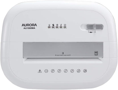 Aurora AU1060MA Professional Grade 10-Sheet High Security Micro-Cut Paper and Credit Card Shredder/ 60 Minutes/Security Level P-5, White, AU1060MA 10-Sheet High Security Microcut