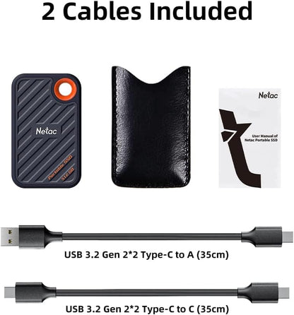 Netac 512GB Extreme Portable SSD External Solid State Drives Up to 2000MB/s Read 1700MB/s Write Speed, USB 3.2 Gen.2 Business Travel Essential Supports Win to Go Dust-Resistant