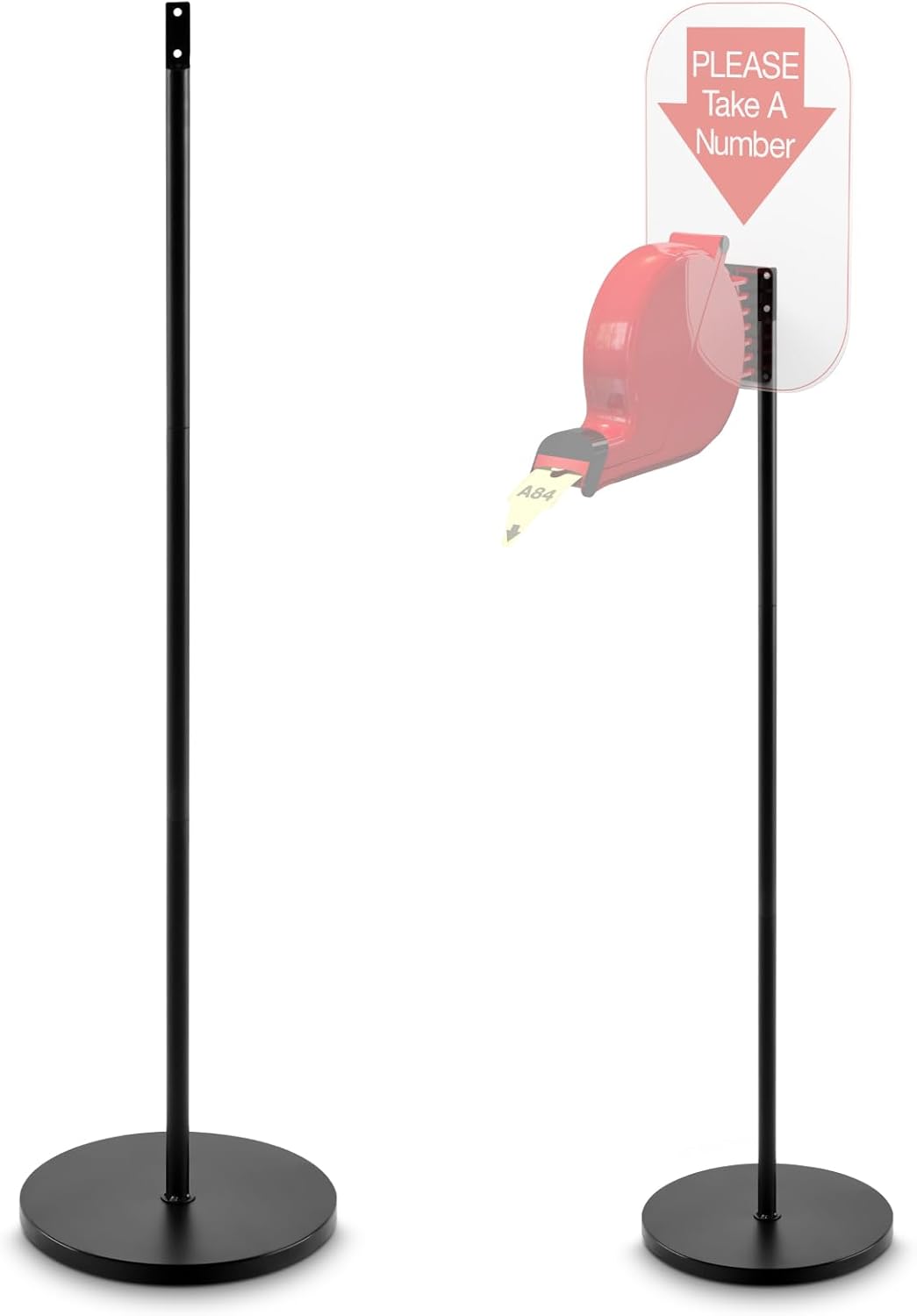 52 Inch Floor Stand for Take a Number System Ticket Dispenser and Sign, Heavy Duty Ticket Dispenser Holder with Round Base Mounting Hardware 4 cm Hole Space for Gag Gift Queue