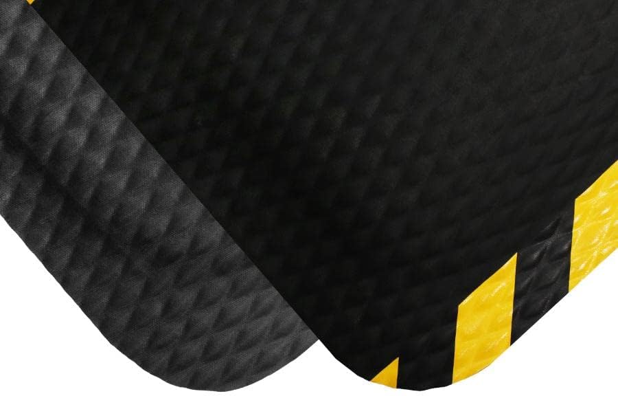 American Floor Mats Hog Heaven Premium 7/8" Black & Yellow Border 3' x 12' Nitrile Backed Anti-Fatigue Comfort Mat