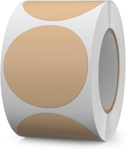 500 PCS Circle Dots Stickers 2 Inch Vinyl Kraft Round Labels Removable Waterproof Color Coding Sticker Roll for Office Inventory Garage Yard Sale Tag