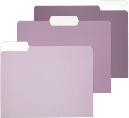Y YOMA 12 Pack Colored File Folders Letter Size Gradient File Folder with 1/3-Cut Tab Cute Pretty Decorative Heavyweight Filing Folder File Organizers for Office School Home Desktop, Dusty Purple