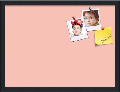 PinPix 23x17 Inch Cork Bulletin Board. This Decorative Framed Pin Board Comes with Pink Pastel Design and a Satin Black Frame. Ideal for Home Office Decor or Message Board (PinPix-1813)