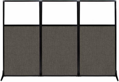 Versare Workstation Partition | Portable Wall Divider | Modern Office Cubicle | Free Standing Privacy Screen | Flexible Work Space | 99" x 70" W/Window, Mocha Fabric Panels