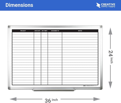 Project Planning Dry-Erase Whiteboard 36" x 24"