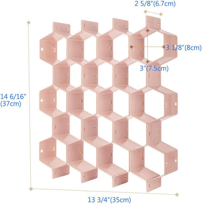 Poeland Drawer Divider Organizer Adjustable DIY Grid Honeycomb Drawer Divider for Underwear Belt Scarf Socks Pink 2 Pack