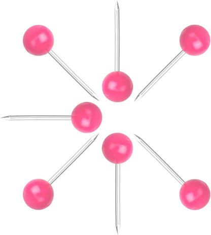 Map Tacks 1/8-Inch Assorted Color Beads Head Map Marking Push Pins,500-count (Pink)