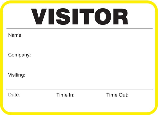 Standard Visitor Badges in Books, Visitor Sign-in Books with Large Badges 3-1/2” x 2-1/2”, 400/Book (Yellow)
