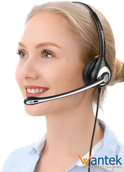 Phone Headset 2.5mm with Microphone, Noise Cancelling & Volume Controls, Telephone Headphone Compatible with Panasonic, Cisco, Polycom, Gigaset's 2.5mm Jack Phone Headset