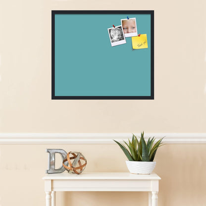 PinPix 28x24 Inch Cork Bulletin Board. This Decorative Framed Pin Board Comes with Aqua Pastel Design and a Satin Black Frame. Ideal for Home Office Decor or Message Board (PinPix-1806)