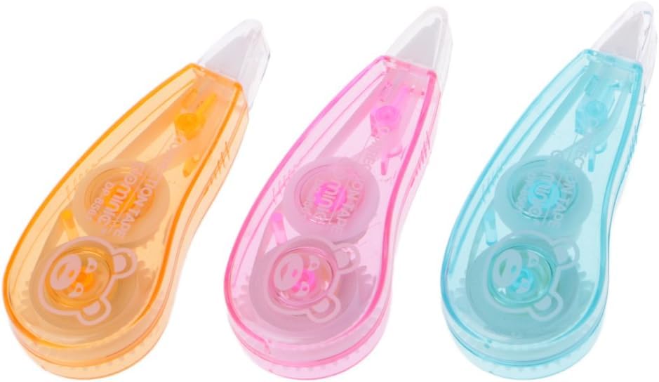 3Pcs Random Color Premium White Correction Tapes, Tear Resistant, Clear, Easy Office Supply Stationery, Correction Tape