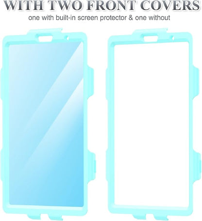 SEYMAC stock Case for iPad 9th/ 8th/ 7th Generation 10.2'', Shockproof with Screen Protector, Pencil Holder [360° Rotating Hand Strap] & Stand, for iPad 10.2 inch 2021-2019 (SkyBlue+Black)