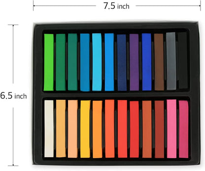 Long Soft Pastels Set - 24 Vibrant Colors, Acid-Free and Non-Toxic, Ideal for Drawing, Blending, and Shading, Perfect for Artists, Students, Beginners and Creative Projects