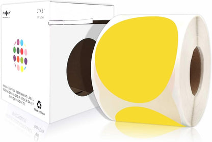 PARLAIM 3 Inch Round Color-Code Dot Stickers, 500 Color Coding Circle Labels per Roll Dispenser Box for Inventory, Yellow