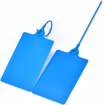 100 Plastic Tags Shipping Tags Water Proof Tags for Labeling Shipping Labels Security Seals Writable Marker Ties Hanging Tags Storage Tag with One Marker Pen (Navy Blue)