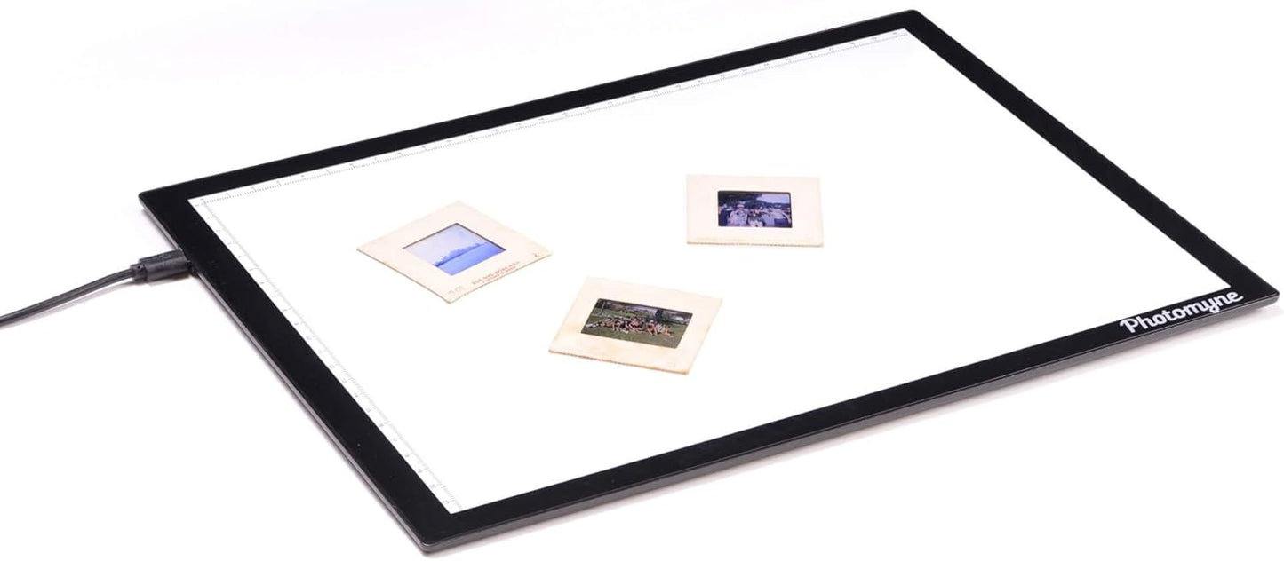 Photomyne A4 Slide Viewer | Light Pad Backlight | Negative Viewer | Film Negatives & Old Slides Scanning Light Box | Hands-Free Ultra-Thin Ultimate Brightness (Includes USB Adapter) - Black