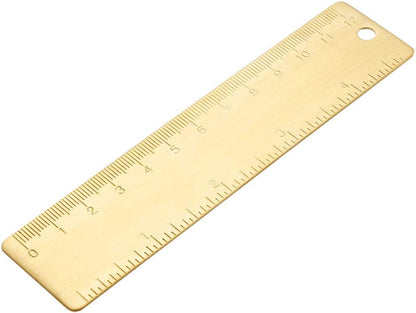 uxcell Straight Brass Ruler 120mm 4 Inches Metric Measurement Tool Drawing Measuring Ruler 1mm Thickness