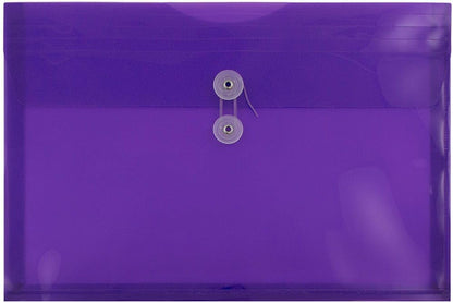 JAM PAPER Plastic Envelopes with Button & String Tie Closure - Legal Booklet - 9 3/4 x 14 1/2 - Purple - 3/Pack