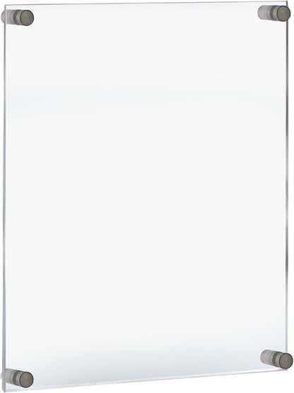 Azar Displays 105528 Floating Acrylic Wall Frame with Silver Stand Off Caps: 17" X 22" Graphic Size. Overall Frame Size: 21" X 26", Clear