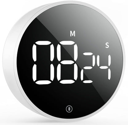 VOCOO Digital Kitchen Timer - Magnetic Countdown Countup Timer with Large LED Display Volume Adjustable, Easy for Cooking and for Seniors and Kids to Use (White)